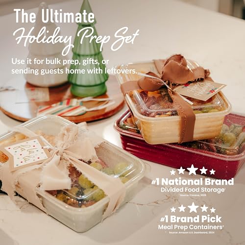 Bentgo Prep 60-Piece Holiday Food Storage Set - 1-Compartment Meal Prep Containers, 4-Cup Capacity, Reusable, Durable, PFAS & BPA-Free, Microwave/Freezer/Dishwasher Safe (Holiday Glitter Collection) - color: Holiday Glitter Collection