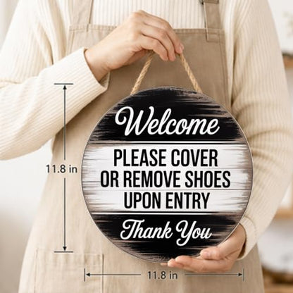 Welcome Farmhouse Wood Hanging Sign - color: Purple