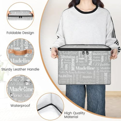 Custom Storage Basket with Name, Personalized Keepsake Box, Grey | Foldable Fabric Gradient Large Memory Bin with Handle Lid Lightweight Waterproof Dustproof, 14"L x 10.2"W x 10.4"H - color: Option 11