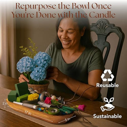Dough Bowl Candle Co. Wooden Bowl Candle - 32 Oz. 17x5x2 6-Wick Large Lavender Soy Candles for Home Scented, Long Lasting Aromatherapy for Women and Men with Up to 80H Burn Time, Decoration Gifts - size: 6-Wick