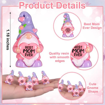 RoundFunny 50 Packs Mother's Gnome Mini Figurines Bulk Best Mom Ever Gnomes Figurines Mini Resin Mom Birthday Table Decor Gift for Mum Grandma Holiday DIY Home Decor Birthday Party Favors - style: Mother's Day Gnome