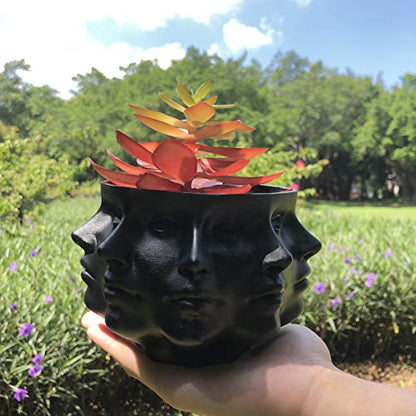 Resin Multi-Face Head Planter, Indoor Succulent Decor | Multi-face design, sturdy & durable. Succulent & cactus container, creative home accent, unique gift choice.