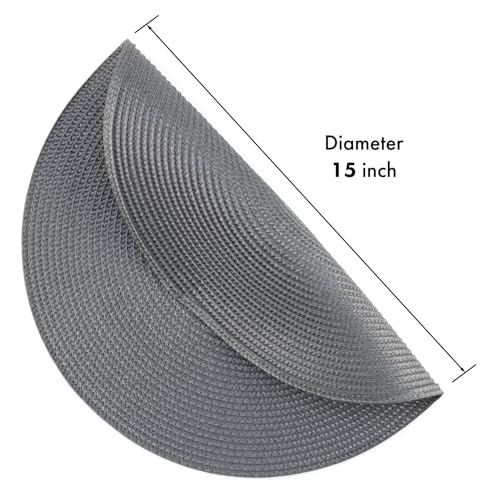 Winknowl Round Braided Placemats Set of 4 Washable Woven Heat Resistant Table Mats for Kitchen Dining Tables 15 inch Round Place Mats (Dark Gray,4pcs) - color: Dark Gray, size: 4pcs
