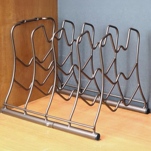 Deco Brothers Pan Organizer Rack for Kitchen Cabinet and Counter, Bronze - color: Bronze