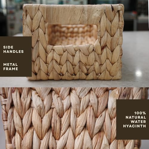 Water Hyacinth Toilet Paper Basket – Long Narrow Woven Storage Basket for Toilet Tank Top, Bathroom Counter & Shelf – Handwoven, Steel-Reinforced Rim – 15" x 6.7" x 5" (Fits 3 Rolls) - size: Long: 15x6.7x5"