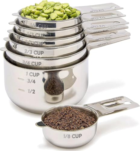 Simply Gourmet Measuring Cups Set of 7, Stackable, 304 Premium Stainless Steel, Kitchen Gadgets for Measure Liquid and Dry Ingredients, Cooking & Baking - size: 7 Piece Set