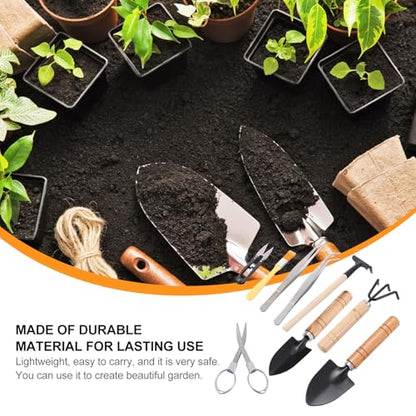 HEMOTON 10pcs Gardening Tool Set for Succulent Planting and Transplanting, Mini Plant Shovel, Tweezers, Spray Bottle, and Soil Brush, Compact Garden Hand Tools Kit for Indoor and Outdoor