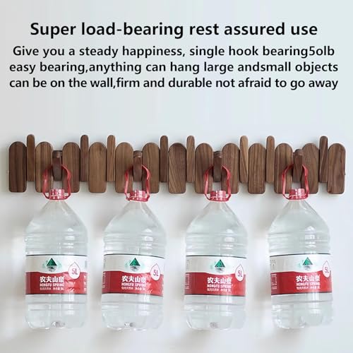 Wall Mounted Piano Key Hanger | Flip Style Hook | Entrance Wall Art Hook, Made of Oak Wood (3 Times Painted, 4 Times Polished) (Arc Walnut, 8Hooks) - color: Arc Walnut, size: 8Hooks