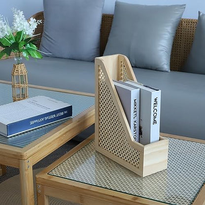 SHCMSADO Bamboo Decorative Bookends Wooden Creative Book Ends for Shelves Desktop Newspaper Magazine File Holder for Office/Home/School