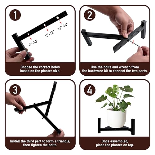2-Pack Adjustable Plant Stand Indoor Outdoor, Black | Heavy Duty Metal Frame, Fits 8-14" Pots, Non-Slip Base, Stable On Any Floor, Pots Not Included - size: 2 Pack - Triangle
