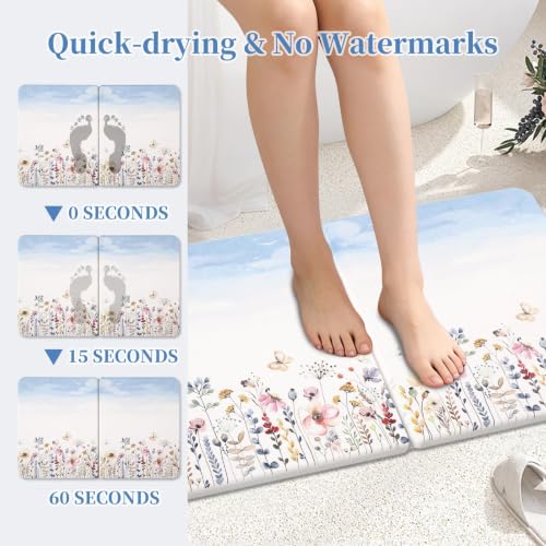 Stone Bath Mat Diatomaceous Earth Shower Mat, Non-Slip Bath Mat for Bathroom, Quick Drying Bathroom Rugs Natural Easy to Clean, 24"×16" (Sky) - color: Sky