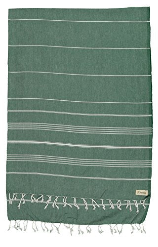 Bersuse Towels Anatolia XL Beach Blanket Throw Blanket Turkish Towel 100% Cotton Extra-Large Quick-Dry Lightweight Premium Peshtemal Towel - 61x82 Inches, Forest Green - color: Forest Green