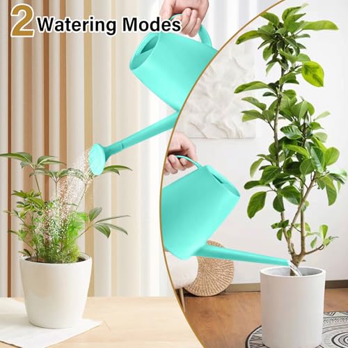 Plastic Watering Can - for Indoor and Outdoor House Plant Garden - with Long Spout - 1/2 Gallon - SkyBlue - color: Skyblue