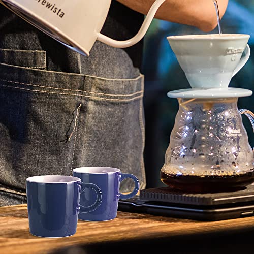 homEdge Mini Porcelain Espresso Cup, 4 Ounces / 120 ml Tiny Ceramic Coffee Mugs Demitasse for Espresso, Tea- Set of 6, Navy - color: Navy