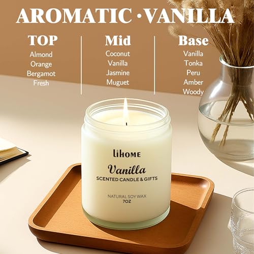 Candles Gifts for Women - Scented Candles, Natural Soy Wax Candles for Home Scented Perfect for Christmas, Birthday, Mother's Day, Vanilla Candle - size: White(7oz)