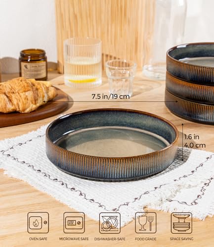 7.5" Ceramic Pasta Bowls Set of 4, Salad Bowls | Versatile Serving Bowls for Pasta, Salad, Fruit & Noodles, Housewarming & Wedding Gift, Cocoa Mocha - color: Cocoa Mocha, size: 7.5 Inch