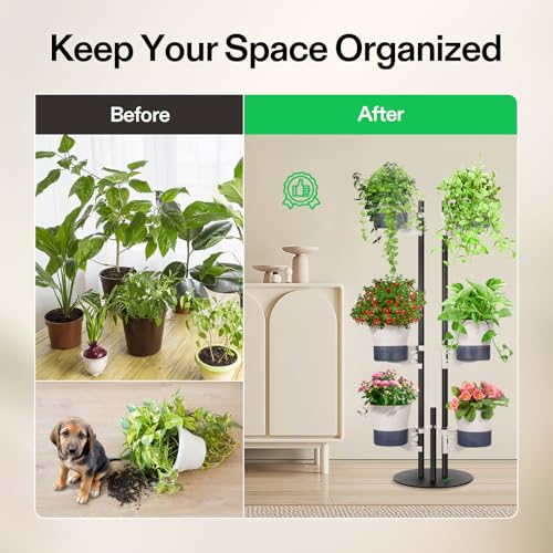 VIVOSUN Metal Plant Stand, 6-Tier Vertical Planter Tower with Self-Watering | Modular Shelf for Indoor & Outdoor Use - size: 6-Tier-White