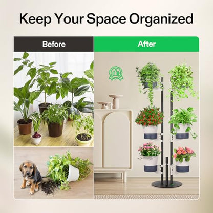 VIVOSUN Metal Plant Stand, 6-Tier Vertical Planter Tower with Self-Watering | Modular Shelf for Indoor & Outdoor Use - size: 6-Tier-White