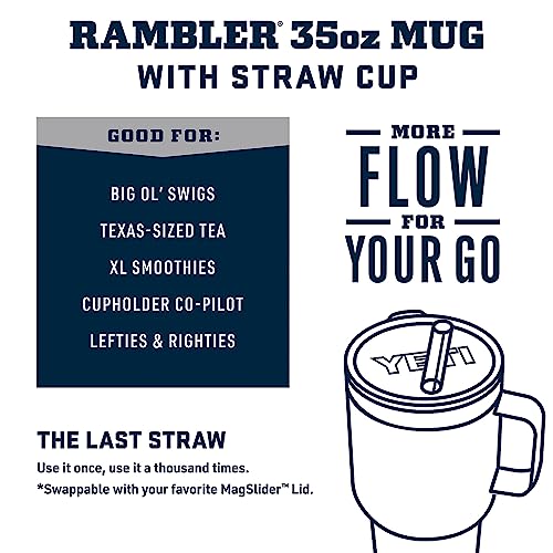 YETI Rambler 35 oz Tumbler with Handle and Straw Lid, Travel Mug Water Tumbler, Vacuum Insulated Cup with Handle, Stainless Steel, Camp Green - color: Camp Green, style: 35oz