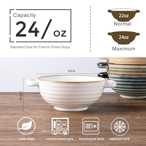 GBhome Ceramic Soup Mugs with Handles,24 OZ Soup Cups Set of 4 | Soup Bowls for Cereal/Salad/Noodles/Ramen/Microware &Dishwasher Safe - color: Multicolor-4