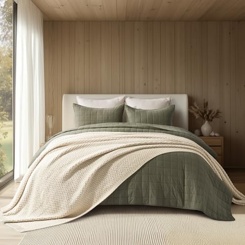 EVERGRACEHOME Chunky Chenille Knit Throw Blanket, 108x92, Beige | Sculpted Moss Stitch, Chic Modern Farmhouse, All-Season Warmth, OEKO-TEX® Certified, Oversized King for Couch, Bed, Sofa - color: Beige, size: 108" X 92"