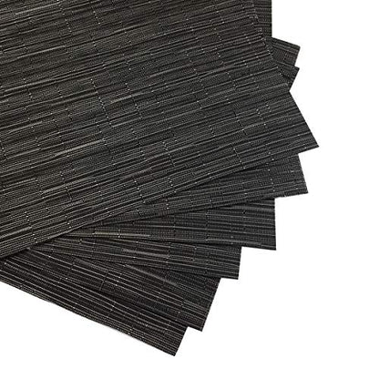 Exquisite Woven Vinyl Placemats for Dining Table Heat Resistant PVC Table Mats (Pack of 6, Black) - color: Pin Stripes-black