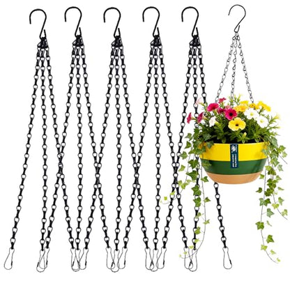 5 Pack 24 Inch Adjustable Hanging Plant Chains with Clips Hooks Black Metal Replacement Chains for Flower Pots Bird Feeders Baskets Lanterns Wind Chimes Indoor Outdoor Use（Locking Hook） - size: 24in
