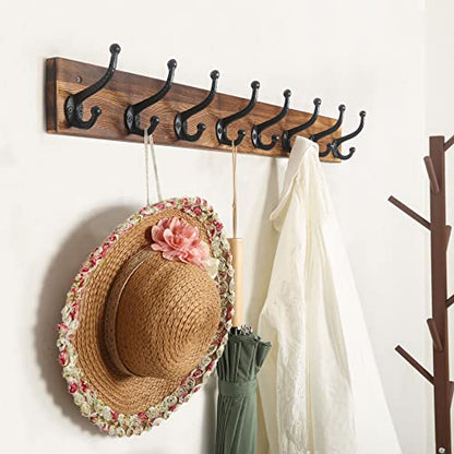 WEBI Rustic Coat Rack Wall Mount,35.43" Long 8 Cast Iron Coat Hooks Wall Mounted,Heavy Duty Wall Coat Hanger Hooks for Hanging Coats,Clothes,Brown,2 Packs - color: Brown, size: 35 Inch(2 Packs)