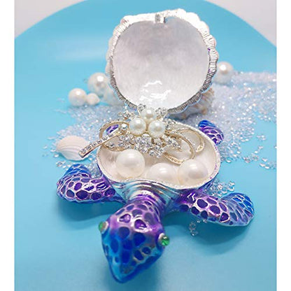 YU FENG 4.3 Inch Purple Sea Turtle Trinket Box, Crystal Jewelry Box | Hand-Painted Enamel Finish, Sparkling Crystal Shell, Hinged Ring Holder, Ocean Animal Collectible, Gift for Women - color: purple