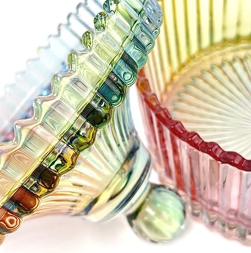 Colorful Crystal Glass Candy Snack Barrel Storage Jar Embossed Luxury Cookie Buffet Canister With Lids Jewelry Box Jar Biscuit Containers - color: Small Yurt