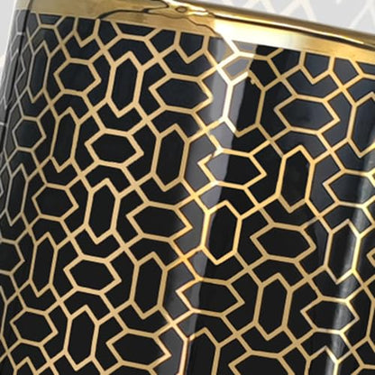 ZOEJADE 18" High Black Gold Umbrella Stand Entryway Walking Stick Holder | Minimalist Luxury Ceramic Umbrella Stand Porcelain Floor Vase for Entryway Porch Indoor Holds Canes and Walking Sticks
