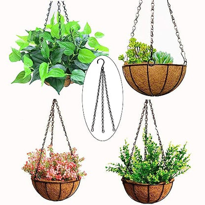 PCTC 3 Pack 18 inch Hanging Basket Chain,Hanging Plant Holder | Flower Pot Basket Chains 3 Point Replacement Chain Hangers with S Hooks for Planters, Bird Feeders, Lanterns & Garden - size: 18 inch