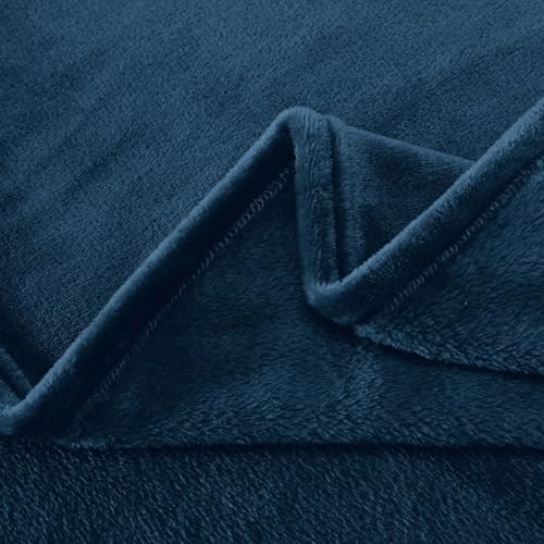 SLEEP ZONE Navy Fleece Blanket Super Soft Cozy Throw Flannel Blanket, Lightweight Comfy Fuzzy Blanket Plush Throw Blankets for Couch, Sofa, Bed, Camping, Travel, 90x90Inches - color: Navy, size: Full/Queen (90x90 inches)
