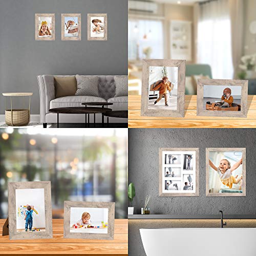 iRahmen 8x10 Picture Frame Set of 4, Smoke Gray Frame with High Definition Real Glass, 8 x 10 Wood Photo Frame for Tabletop Display and Wall Mounting - color: Smoke Gray, size: 8X10