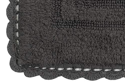 Home Weavers Casual Elegance Reversible Bathmat 100% Cotton Bathroom Rugs Set, Washable Rug, Extra Soft and Absorbent Bath Rug, Kitchen Mat, Bath Mat Set, Non Slip Mat, 3 Piece Set with Contour, Gray - color: Grey, size: 1'9" x 2'10" (Rectangle, Contour)