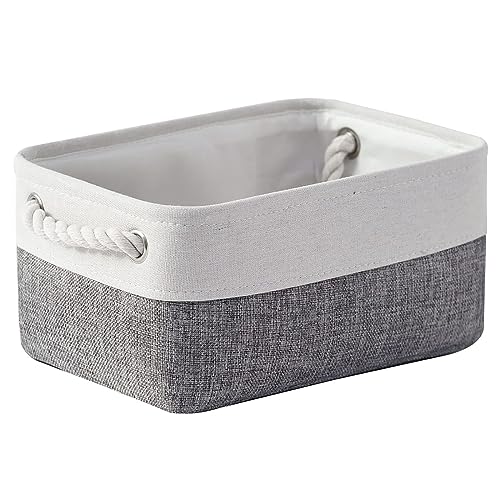 Organization and Storage Basket for Shelves - 12x8x5.2 inch 1 Pack Fabric Storage Cubes, Collapsible Storage Bins for Closet Organizer Gift Cloth Toy (White & Grey) - color: White&Grey, size: Small -11.8Lx7.9Wx5.2H