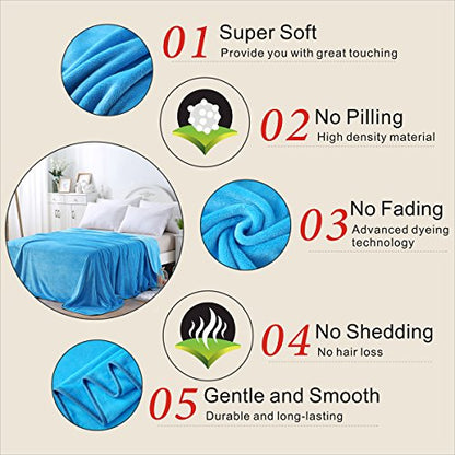 Polar Fleece Blankets Twin Size Light Blue for The Bed Extra Soft Brush Fabric Super Warm Sofa Blanket 66" x 90"(Lake Blue Twin) - color: Lake Blue, size: Twin (90-Inch-by-66-Inch)