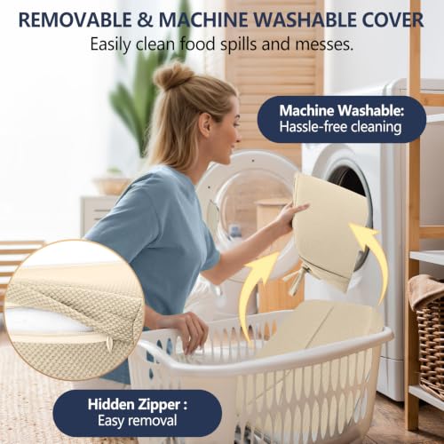 Chair Cushions for Dining Chairs Set of 4, 17" x 16" x 2.5" Thick D-Shaped Seat Cushions with Removable Washable Cover and Ties, Non-Slip Chair Pads for Kitchen, Indoor Dining Room (Beige) - color: Beige