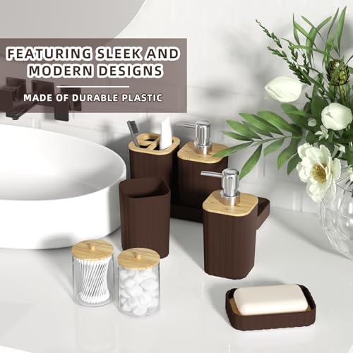 XLHOMO Bathroom Accessories Set - 25PC Brown Bathroom Set, Bathroom Set with Shower Curtain and Rugs, Brown Shower Curtain Set, Toilet Brush, Bathroom Trash Can - size: Bath Set+Shower Curtain+Rugs, style: Brown