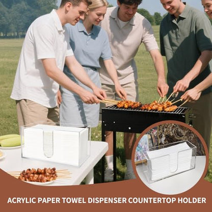 Acrylic Paper Towel Holder, 1 Pack Clear U-Shaped Countertop Dispenser Tray | Acrylic Paper Towel Dispenser Fits C-Fold, Z-Fold And Trifold Towels; 5mm Clear Tray For Bathroom, Kitchen And Office Spaces - color: Clear