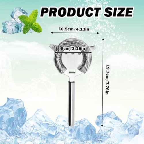 Cocktail Strainer, Bar Strainers, Stainless Steel, Silvery | Martini Strainer, for Drinks Boston Shaker Mixing Glass Bartender Hawthorne Tools