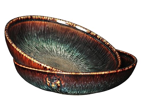 39 oz Ceramic Bowl Set, Salad Bowl, Pasta Bowl, Serving Bowl, Dinner Bowl, Deep/Wide Plate, Microwave, Oven and Dishwasher Safe, Modern Porcelain Dinnerware 8.8 Inch - color: Black Reactive Color, size: 8.8 Inch with embossed lion head