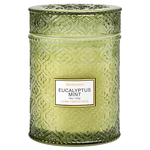 Eucalyptus Mint Scented Candles, Large Natural Soy Candle, 88 Hours Burning Time,Christmas Winter Decorative Candles in Glass, Aromatherapy Candle Gift for Women, 19oz - color: EUCALYPTUS MINT