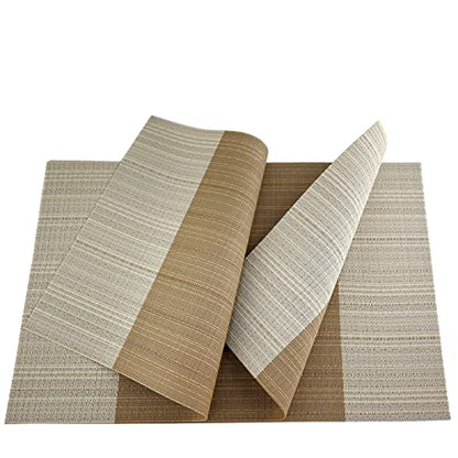 Vinyl Grey Florals Placemats Heat Resistant Dining Table Mats Non-Slip Washable Place Mats Set of 6 - color: Floral-grey