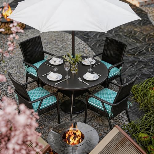 COZYVIDA Outdoor Chair Cushions Set of 4, 20"x20" Square Seat Pads with Tie Straps and YKK Zippers, 35D High-Density Foam, Water-Resistant Fabric,UV-Resistant 1000+ Hrs - color: Print 018