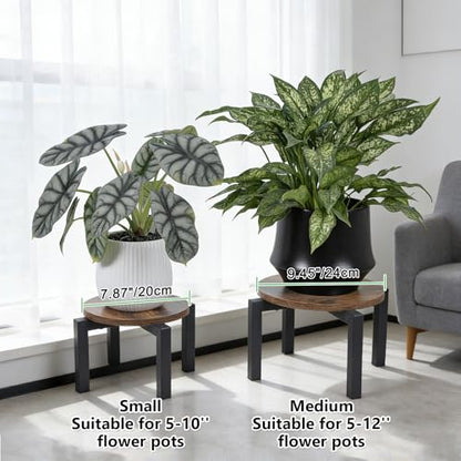 Vigordream Plant Stand Indoor, Heavy Duty Sturdy Metal Plant Pot Holder | Modern Wooden Planter Stool, Single Flower Pot Stands Low Short Planter Riser Flower Table Fits 5-10 Inch Pots - size: Small