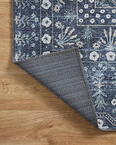 Loloi Rifle Paper Co Maison Rosette Blue 7'-6" x 9'-6" Area Rug | MAO-03 Printed Approx. 8x10 Living room Dining room Bedroom, Whimsical, Area Rug - color: Rosette Blue, size: 7'6" x 9'6" (Rectangular)
