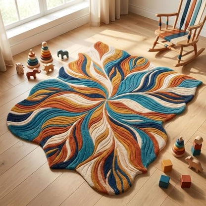 Hand Tufted Small Floral Rug, New Zealand Wool Soft Accent Carpet for Modern Boho Home Decor, Compact Living Room & Office Styling 8x10 Feet - size: 8' x 10' (Rectangular)