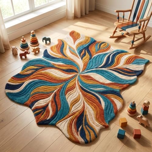 Hand Tufted Small Floral Rug, New Zealand Wool Soft Accent Carpet for Modern Boho Home Decor, Compact Living Room & Office Styling 2.5x8 Feet - size: 2'6" x 8' (Rectangular)