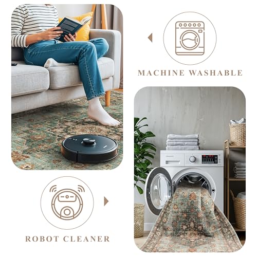 3x3 Washable Rug: Area Rugs for Kitchen Bedroom Bedside Bathroom Entryway | Non Slip Rug with Rubber Backing Low Pile Ultra Soft Stain Resistant Small Carpet Waterproof Easy-Clean Area Rug (Green, 3x3) - color: Green, size: 3' x 3' (Square)